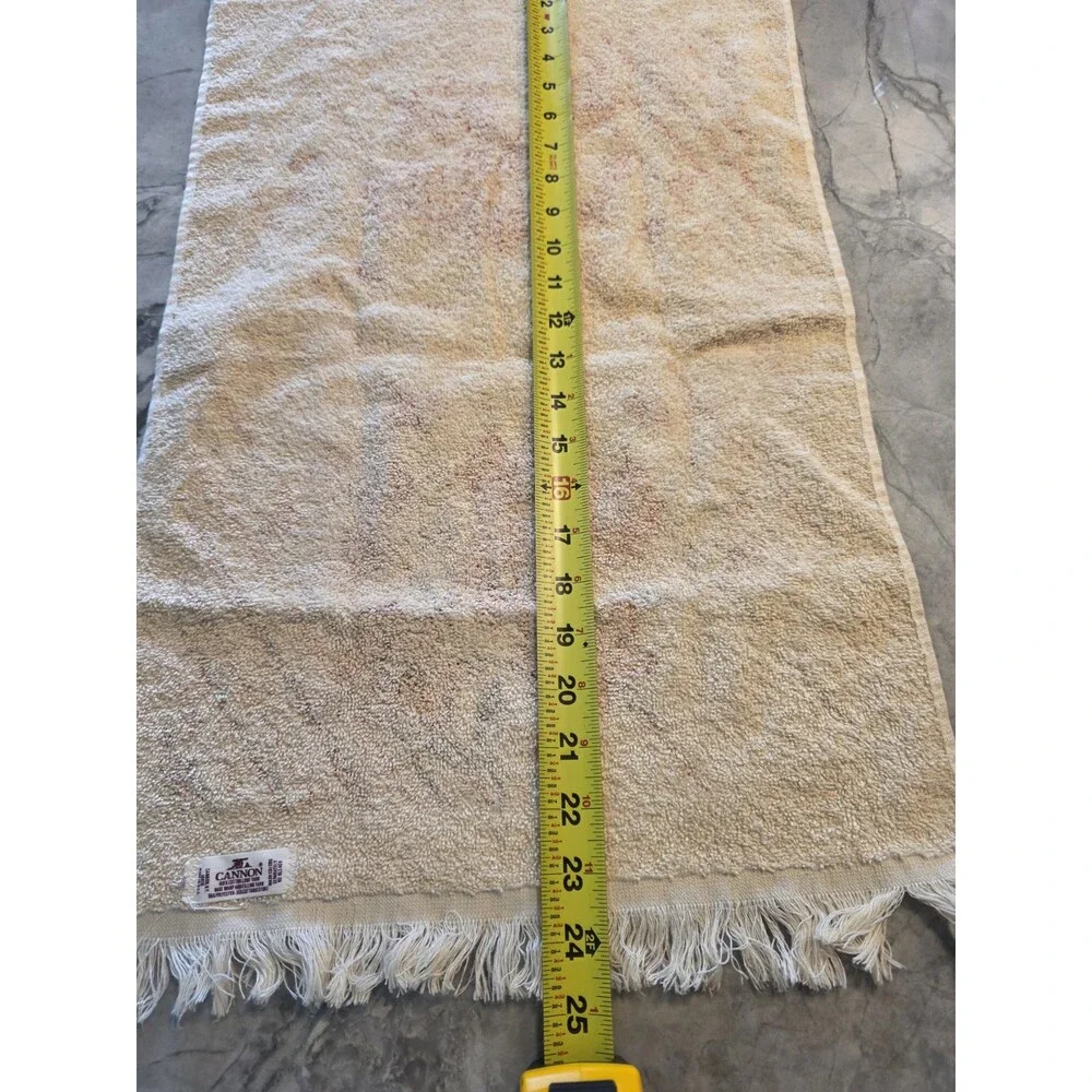Vintage Cannon Floral Hand Towel Orange Brown Retro Diagonal Stripe Fringe 70s